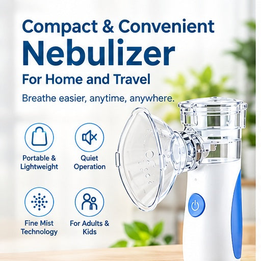 Portable Mesh Nebulizer Machine for Adults & Kids – Compact Handheld Nebulizer for Home & Travel, Quiet Mist Inhaler