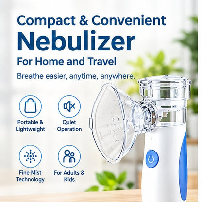 Portable Mesh Nebulizer Machine for Adults & Kids – Compact Handheld Nebulizer for Home & Travel, Quiet Mist Inhaler