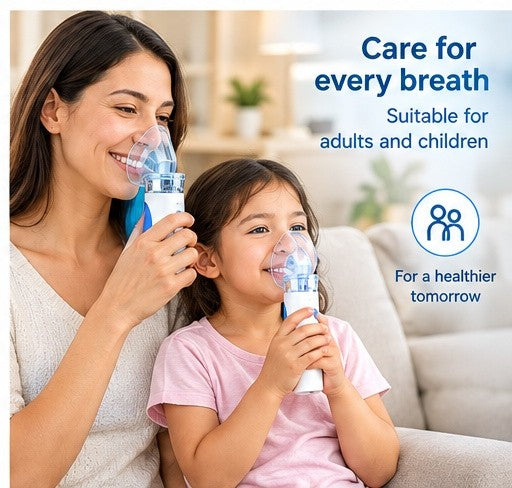 Portable Mesh Nebulizer Machine for Adults & Kids – Compact Handheld Nebulizer for Home & Travel, Quiet Mist Inhaler