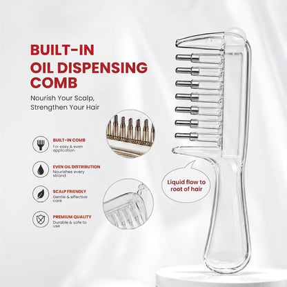 Hair Oil Applicator Comb – Refillable Scalp Massager &amp; Oil Dispenser