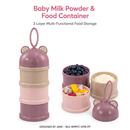 Multi-Functional 3-Tier Baby Formula & Food Storage Container with Bear Handle