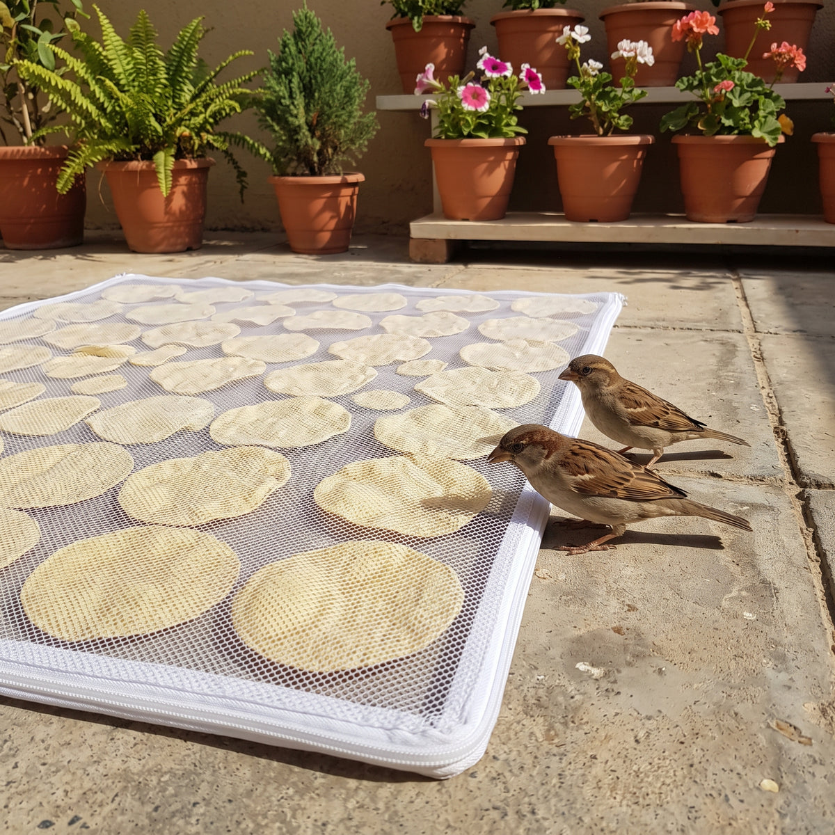 Reusable Food Drying Cloth with Protective Net | 127 × 76 cm Breathable Drying Mat for Papad, Vadagam, Spices, Millets, Mango Pickle & Homemade Foods