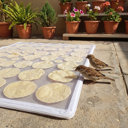 Reusable Food Drying Cloth with Protective Net | 127 × 76 cm Breathable Drying Mat for Papad, Vadagam, Spices, Millets, Mango Pickle & Homemade Foods