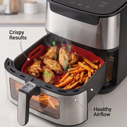 2-Pack Non-Stick Perforated Silicone Air Fryer Mats – Heat-Resistant Reusable Basket Liners