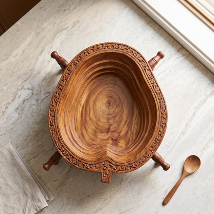 Premium  Wood Folding Fruit Basket | Multipurpose Wooden Fruit Bowl, Dry Fruit Tray & Decorative Center Table Basket
