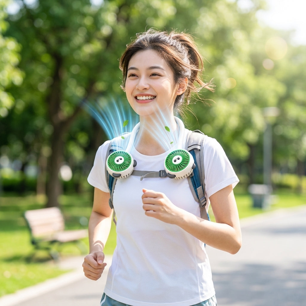 Wearable Panda Neck Fan – Hands-Free Portable Personal Cooling Fan with Flexible Neckband