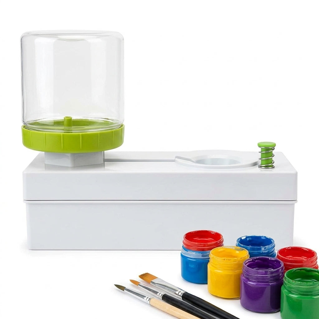 Paint Brush Cleaner Set – Automatic Water Dispensing Brush Rinser for Acrylic, Watercolor & Water-Based Paints | Paint Brush Washer & Painting Water Dispenser (Random Color)