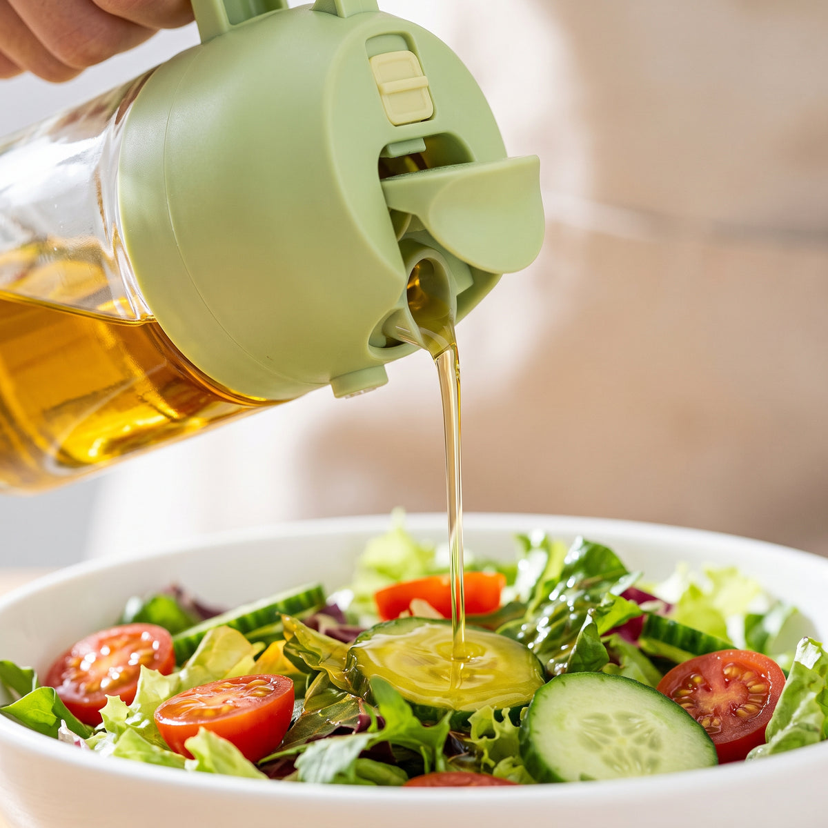 2-in-1 Oil Sprayer & Dispenser Bottle for Kitchen | Olive Oil Spray Bottle & Pourer for Cooking, Air Fryer, BBQ, Salad & Baking | Multicolor