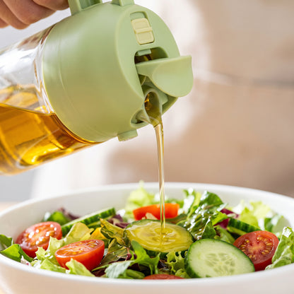 2-in-1 Oil Sprayer & Dispenser Bottle for Kitchen | Olive Oil Spray Bottle & Pourer for Cooking, Air Fryer, BBQ, Salad & Baking | Multicolor