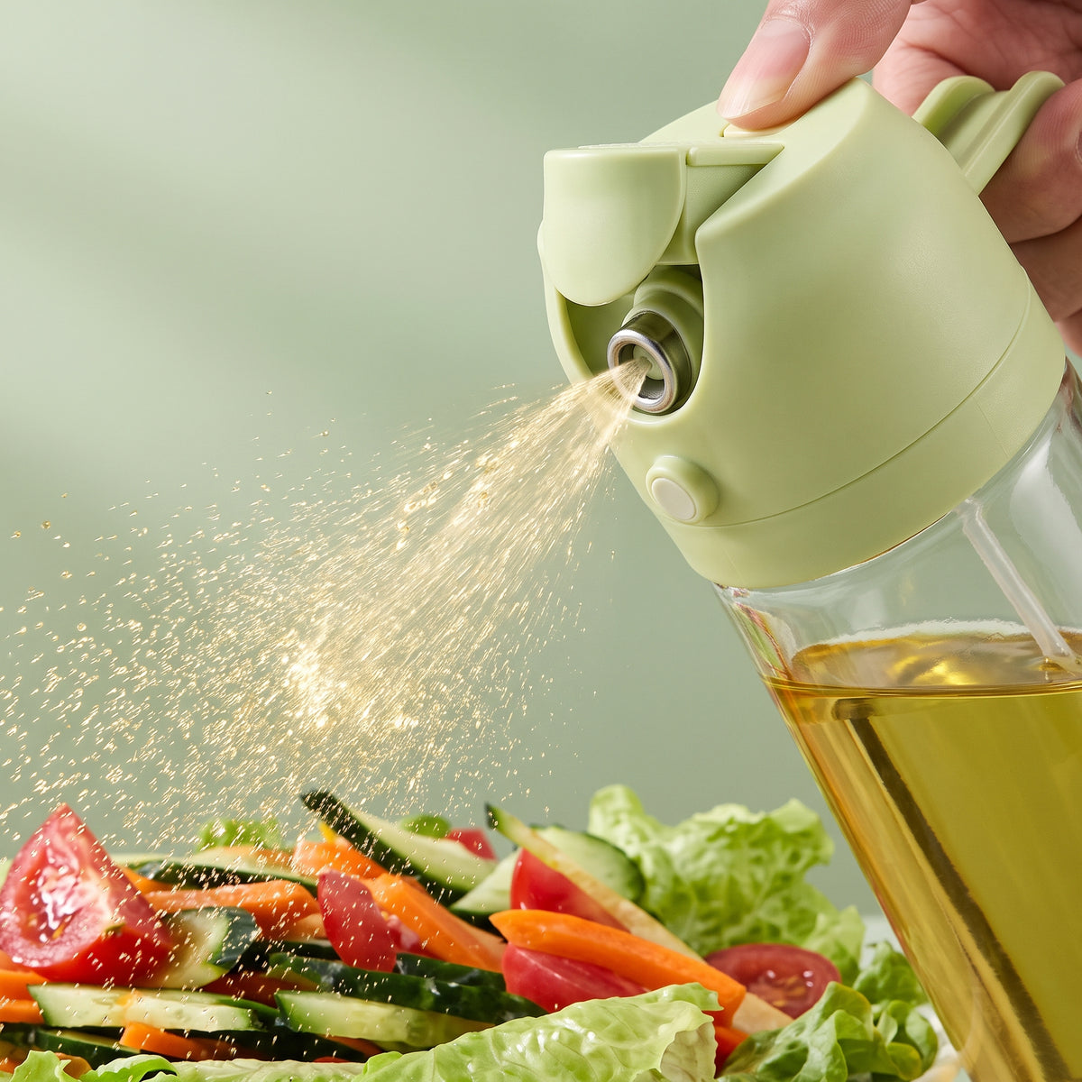 2-in-1 Oil Sprayer & Dispenser Bottle for Kitchen | Olive Oil Spray Bottle & Pourer for Cooking, Air Fryer, BBQ, Salad & Baking | Multicolor