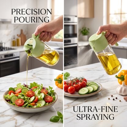 2-in-1 Oil Sprayer & Dispenser Bottle for Kitchen | Olive Oil Spray Bottle & Pourer for Cooking, Air Fryer, BBQ, Salad & Baking | Multicolor