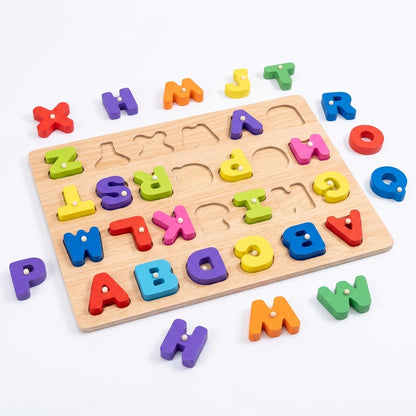 Play & Learn: Colourful Wooden Alphabet Educational Puzzle Board for Kids
