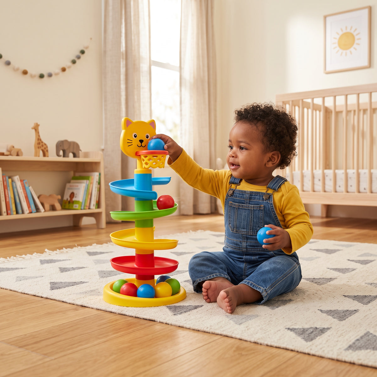 Roll Ball Tower Toy for Kids -SEO-Friendly Product Title  Monkey Roll Ball Tower Toy for Toddlers – Swirling Ball Drop Ramp Educational Activity & Brain Development Toy