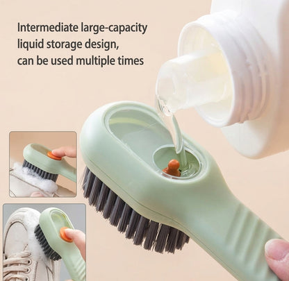 Multifunctional Liquid Adding Cleaning Brush – 2-in-1 Soap Dispensing Shoe Brush with Large Capacity Storage & Soft Fur Bristles for Clothes, Shoes & Deep Cleaning